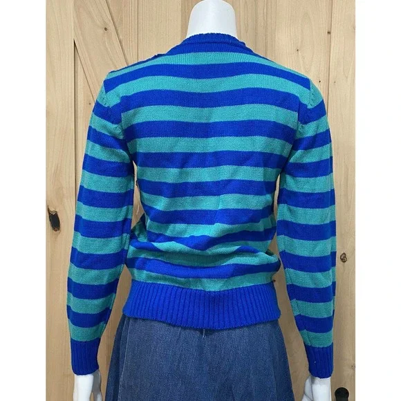 Vintage Striped Sweater Large Fits S/M Retro Sun Rise - Picture 8 of 9
